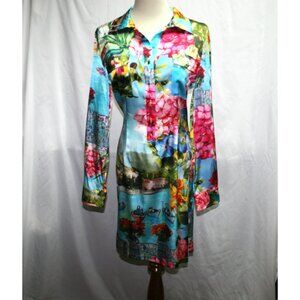Mascara Paris Silk Spandex L/S Shirt Dress Size 42